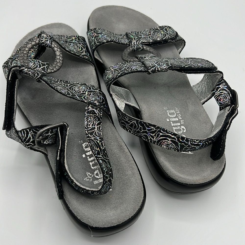 Alegria by PG Lite Steel Rosette Julie Leather Sandal Size 8 - 8.5 B17A‎ - Picture 6 of 9